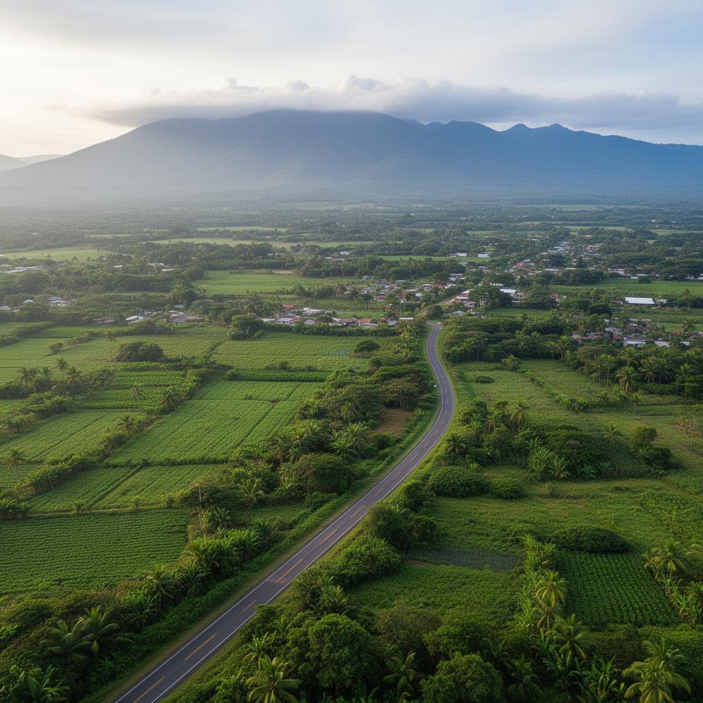 Paisaje de Guanacaste con rutas de distribución